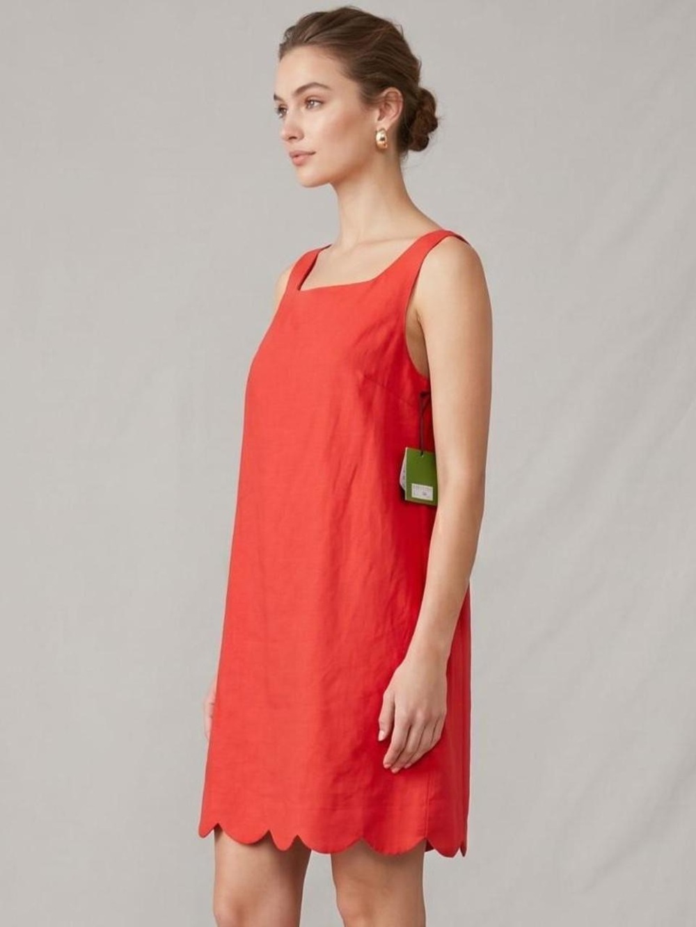 Kate Spade X Orange Scallop-Hem Sleeveless Shift Dress